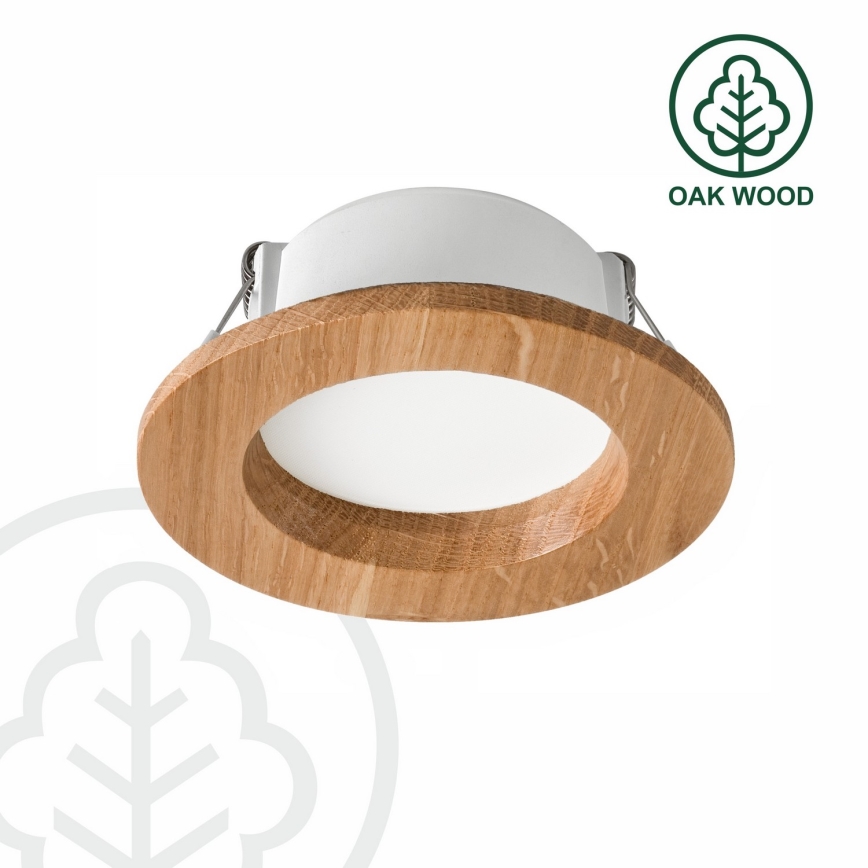LED Ugradbena lampa WOODY SPOT LED/5,5W/230V 4000K hrast ø 10 cm