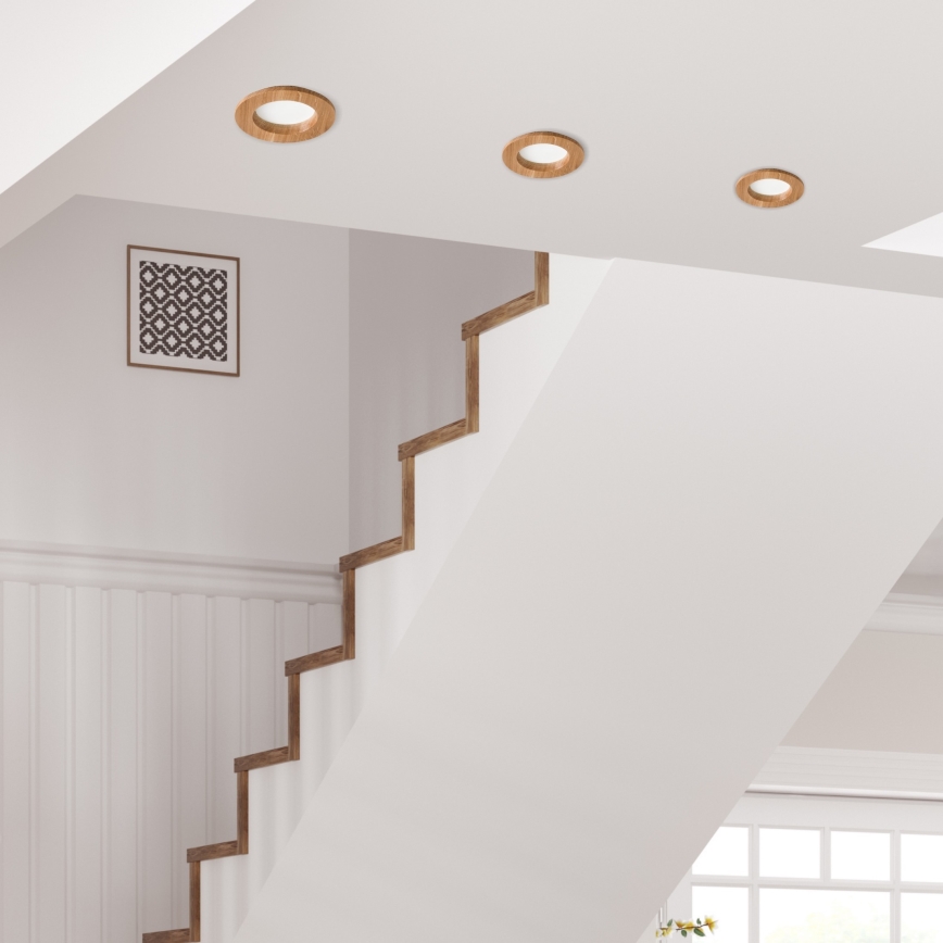 LED Ugradbena lampa WOODY SPOT LED/5,5W/230V 4000K hrast ø 10 cm