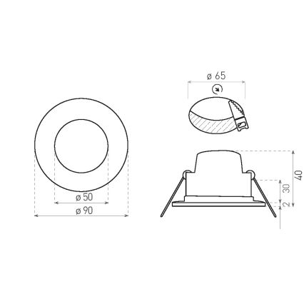 LED Ugradbena lampa za kupatilo BONO LED/5W/230V 3000K IP65 crno