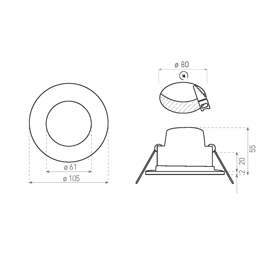 LED Ugradbena lampa za kupatilo BONO LED/8W/230V 3000K IP65 sjajni krom