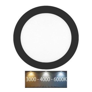 LED Ugradbena lampa za kupatilo LADA LED/25W/230V 3000/4000/6000K pr. 30 cm IP44 crno