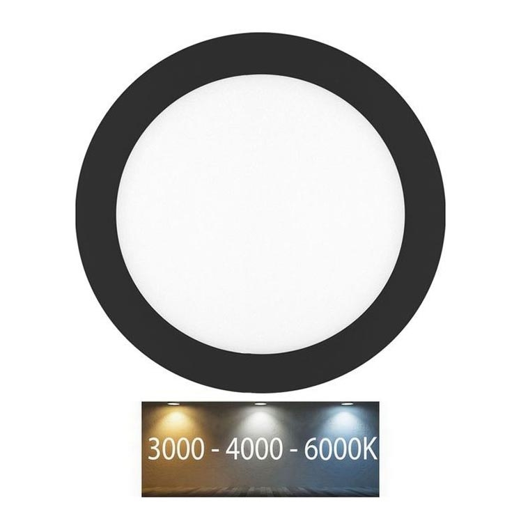 LED Ugradbena lampa za kupatilo LADA LED/25W/230V 3000/4000/6000K pr. 30 cm IP44 crno