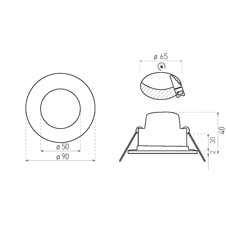 LED Ugradbena lampa za kupatilo BONO LED/5W/230V 3000K IP65 bela