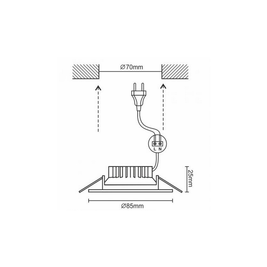 LED Ugradbena lampa za kupatilo LED/7W/230V 4000K bela IP44
