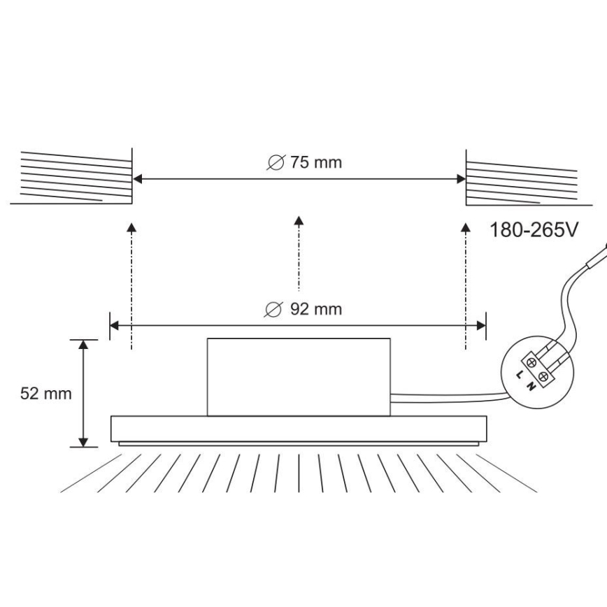 LED Ugradbena lampa za kupatilo LED/7W/230V 4000K crno IP44