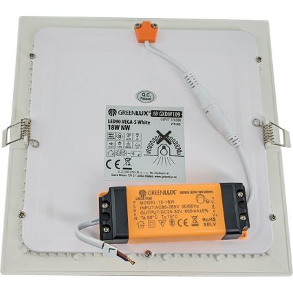 LED Ugradbena lampa za kupatilo VEGA LED/18W/230V 3800K 22,5 cm IP44