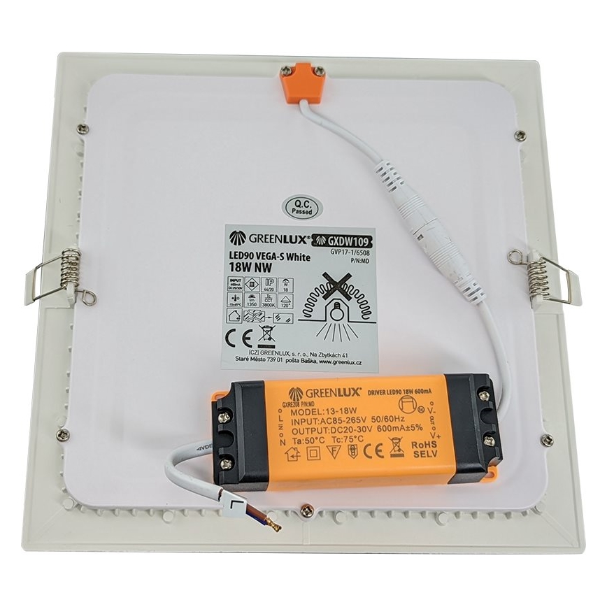LED Ugradbena lampa za kupatilo VEGA LED/18W/230V 3800K 22,5 cm IP44