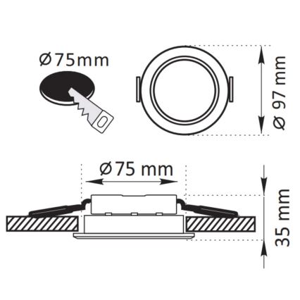 LED Ugradbena lampa ZOE LED/4,8W/230V crno