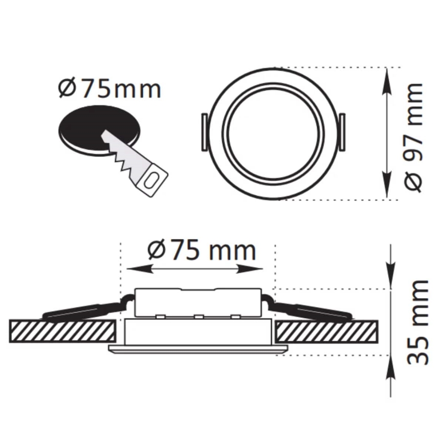 LED Ugradbena lampa ZOE LED/4,8W/230V crno