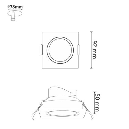 LED Ugradna lampa VENUS LED/7W/230V srebrno uglate