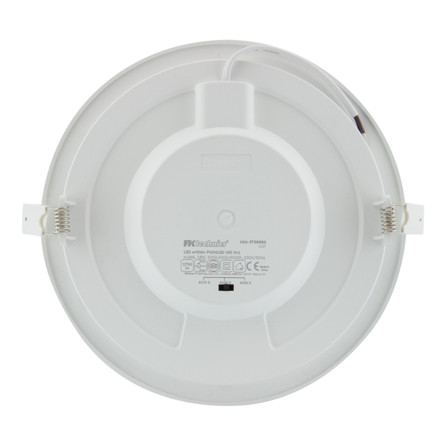 LED ugradna stropna svetiljka za kupatilo LED/18W/230V 3000/4000/6000K IP44
