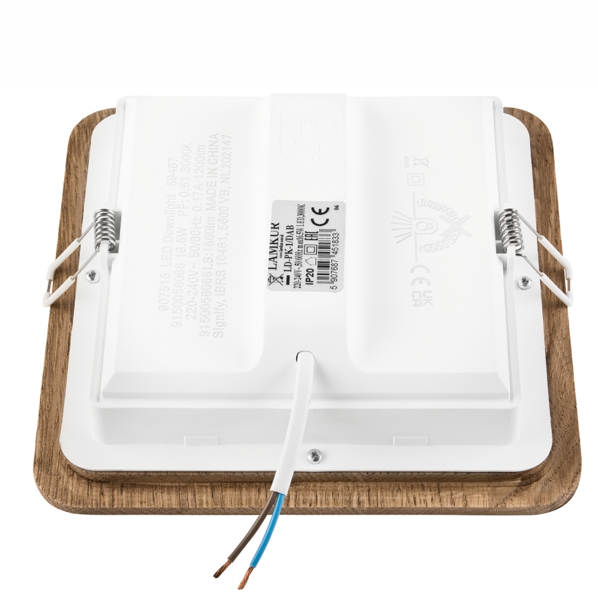 LED ugradna svetiljka WOODY SPOT LED/17W/230V 3000K orah 18,5x18,5 cm