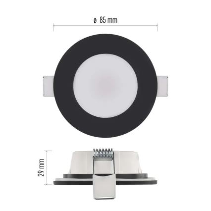 LED kupatilska ugradna svetiljka LORI LED/4,5W/230V IP65 2700/4000K Ø 8,5 cm crna