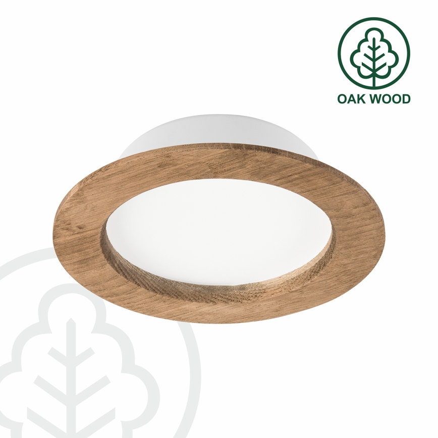 LED ugradno plafonsko svetlo WOODY SPOT LED/12,5W/230V 3000K, orah, prečnik 16 cm