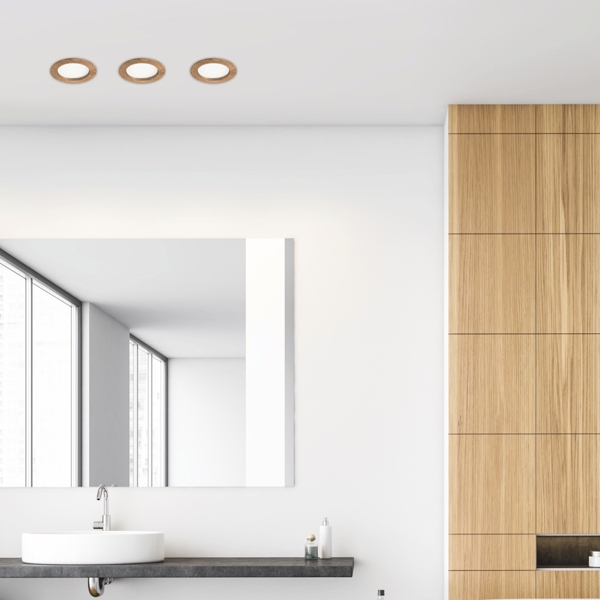 LED ugradno plafonsko svetlo WOODY SPOT LED/12,5W/230V 3000K, orah, prečnik 16 cm