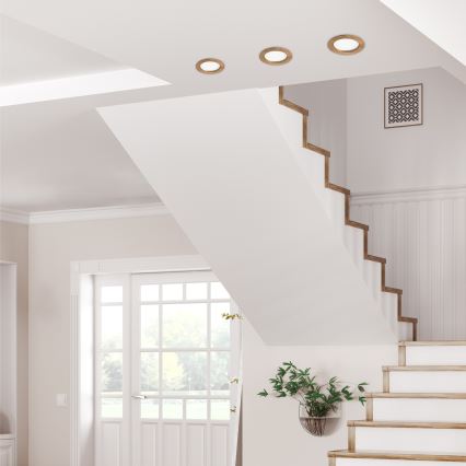 LED ugradno plafonsko svetlo WOODY SPOT LED/12,5W/230V 3000K, orah, prečnik 16 cm