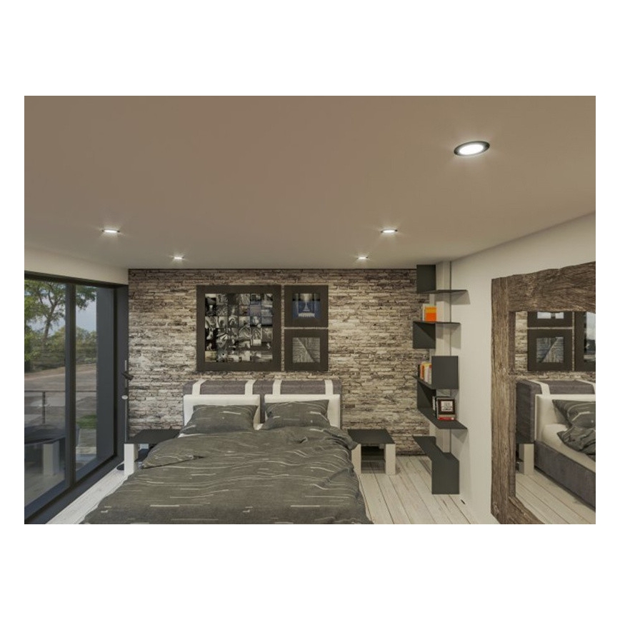 LED ugradno stropno svetlo 18W/230V, 3000K, prečnik 11,5 cm, crno