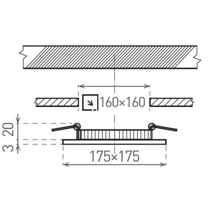 LED ugradno stropno svetlo VEGA LED/12W/230V 2900/3900/5800K 17,5x17,5 cm belo