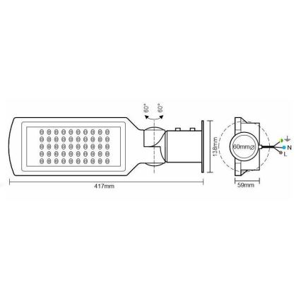 LED ulična lampa sa senzorom LED/50W/170-400V IP65
