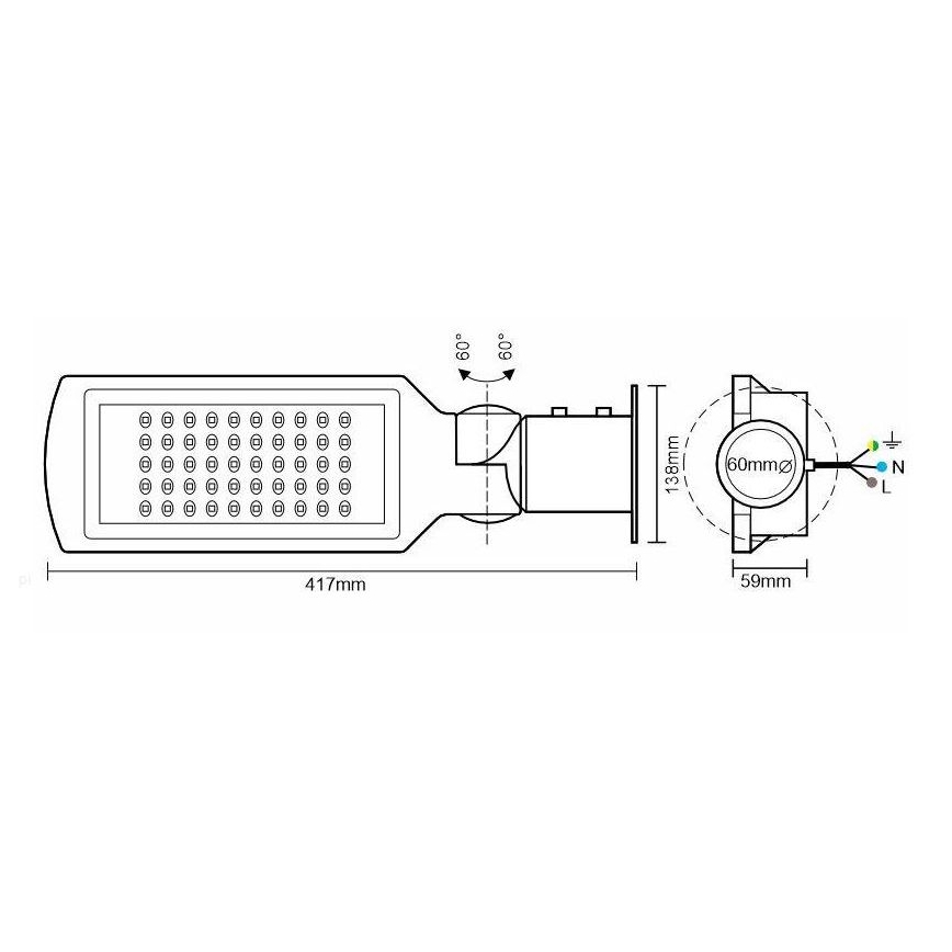 LED ulična lampa sa senzorom LED/50W/170-400V IP65