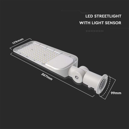 LED ulična lampa sa senzorom sumraka SAMSUNG čip LED/100W/230V 6500K IP65 siva