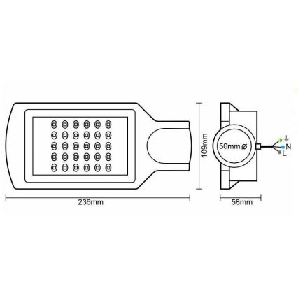 LED Ulična svetiljka LED/30W/170-400V IP65