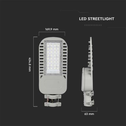 LED Ulična svetiljka SAMSUNG CHIP LED/50W/230V 6500K sivo