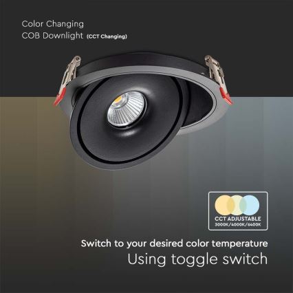 LED Uvučeni reflektor LED/12W/230V 3000/4000/6400K pr. 12 cm crno