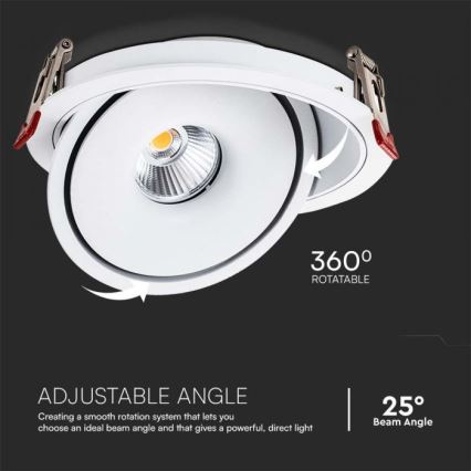 LED Uvučeni reflektor LED/20W/230V 3000/4000/6400K pr. 16,5 cm bela