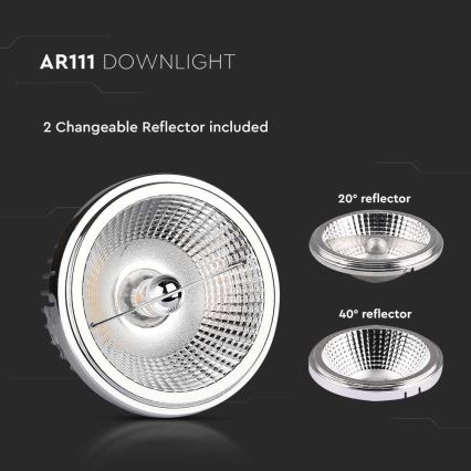 LED Uvučeni reflektor LED/20W/230V 4000K 40°/20° pr. 11 cm sjajni krom
