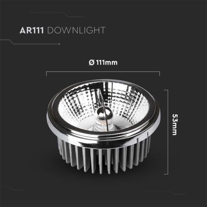 LED Uvučeni reflektor LED/20W/230V 4000K 40°/20° pr. 11 cm sjajni krom