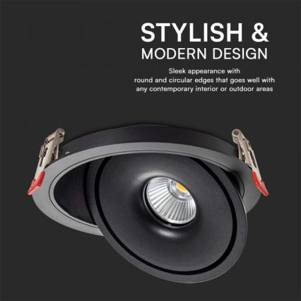 LED Uvučeni reflektor LED/28W/230V 3000/4000/6400K pr. 20 cm crno