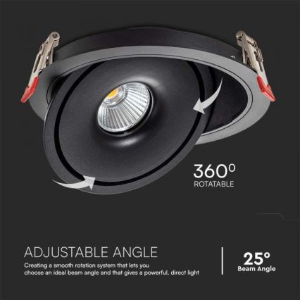 LED Uvučeni reflektor LED/28W/230V 3000/4000/6400K pr. 20 cm crno
