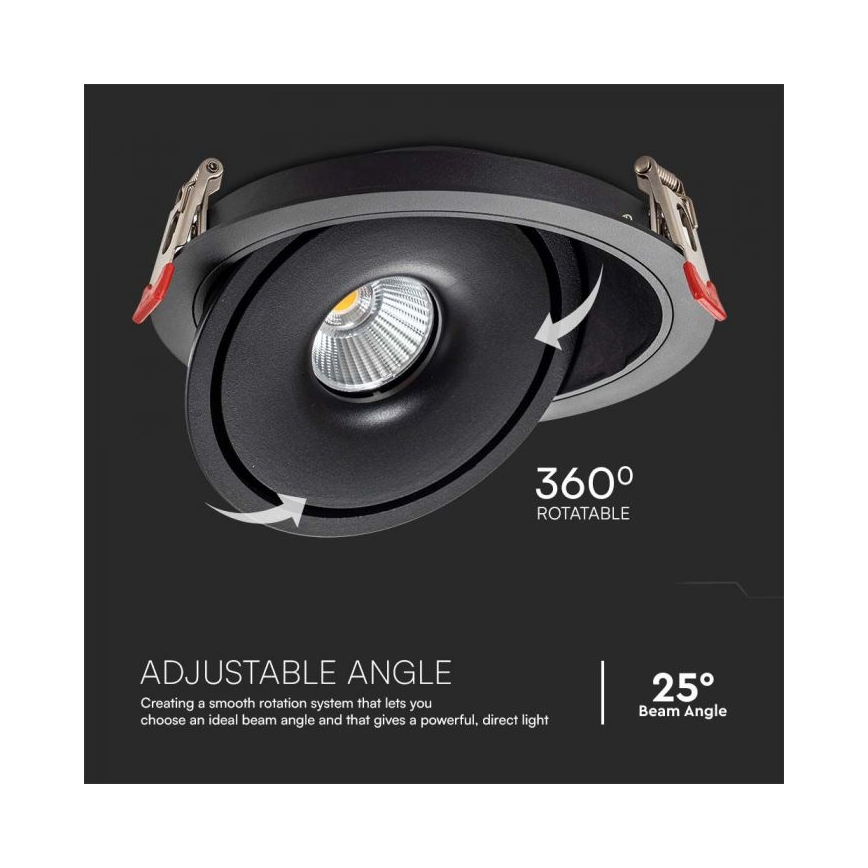 LED Uvučeni reflektor LED/28W/230V 3000/4000/6400K pr. 20 cm crno