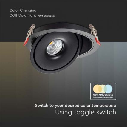 LED Uvučeni reflektor LED/28W/230V 3000/4000/6400K pr. 20 cm crno