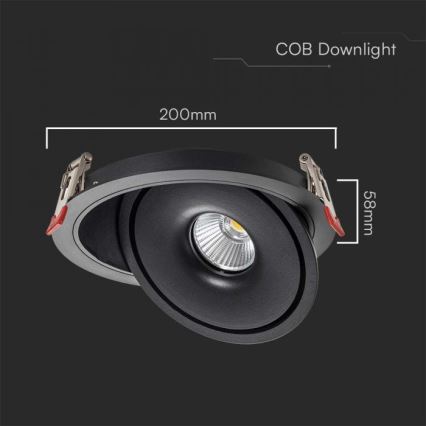 LED Uvučeni reflektor LED/28W/230V 3000/4000/6400K pr. 20 cm crno