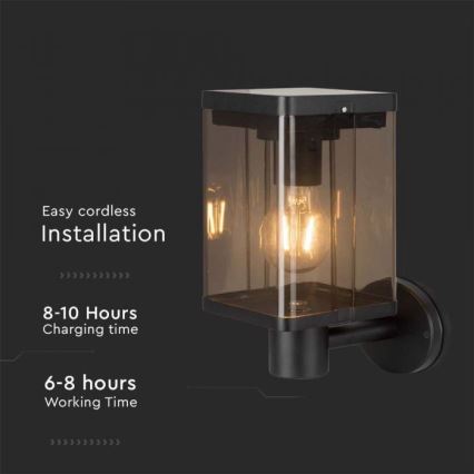 LED Vanjska solarna zidna Lampa sa senzorom LED/2,5W/3,7V 3000K IP54