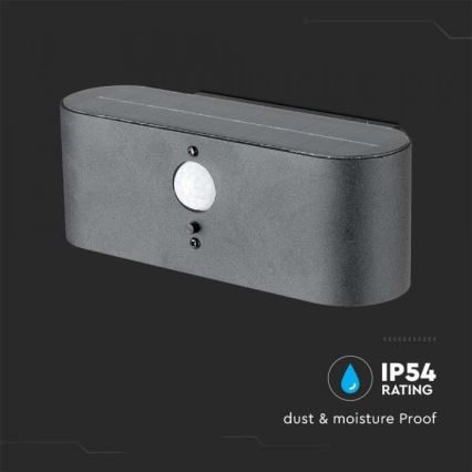 LED Vanjska solarna zidna Lampa sa senzorom LED/2,5W/3,7V 3000K IP54