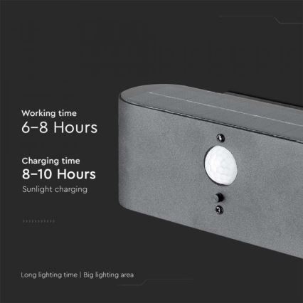 LED Vanjska solarna zidna Lampa sa senzorom LED/2,5W/3,7V 3000K IP54