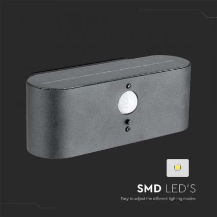 LED Vanjska solarna zidna Lampa sa senzorom LED/2,5W/3,7V 3000K IP54