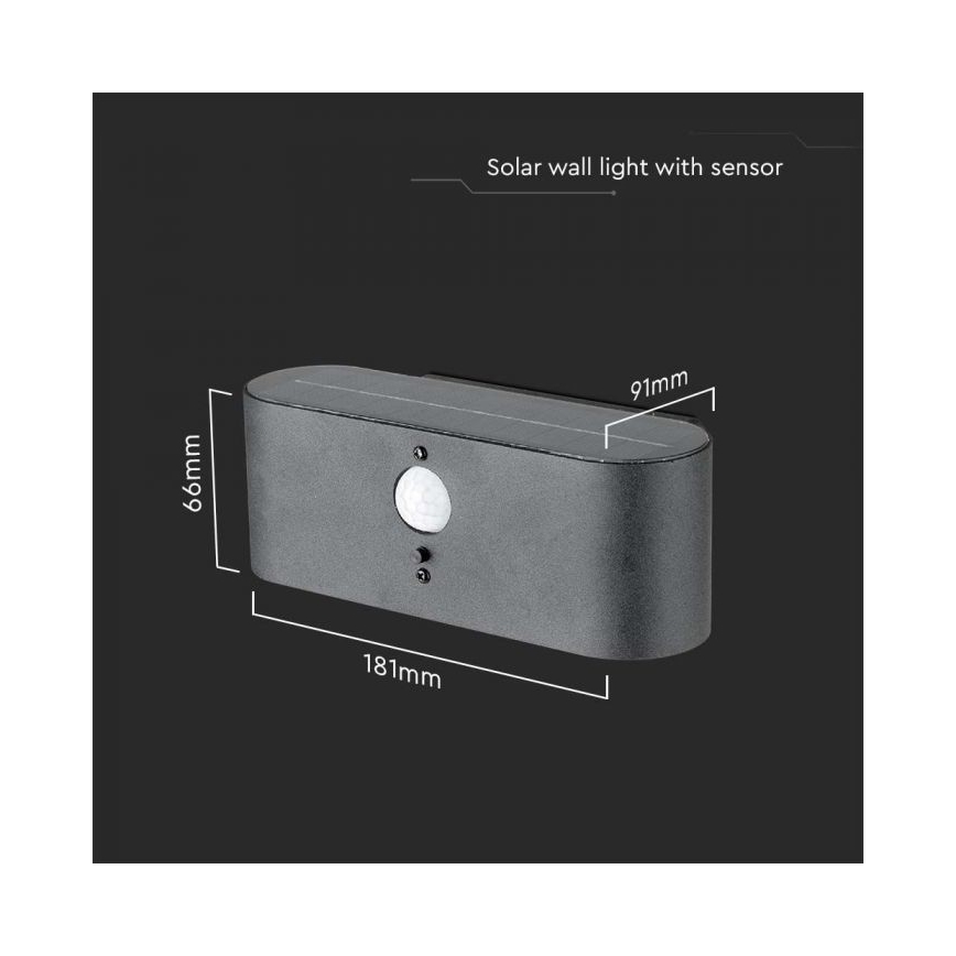 LED Vanjska solarna zidna Lampa sa senzorom LED/2,5W/3,7V 3000K IP54