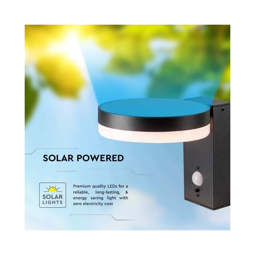 LED Vanjska solarna zidna Lampa sa senzorom LED/5,5W/3,7V 3000K IP54