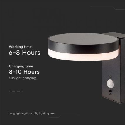 LED Vanjska solarna zidna Lampa sa senzorom LED/5,5W/3,7V 3000K IP54