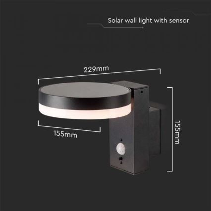 LED Vanjska solarna zidna Lampa sa senzorom LED/5,5W/3,7V 3000K IP54
