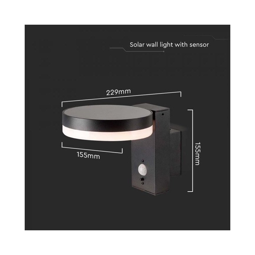 LED Vanjska solarna zidna Lampa sa senzorom LED/5,5W/3,7V 3000K IP54
