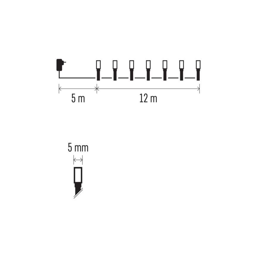 LED Vanjski Božićni lanac 120xLED/17m IP44 topla bijela