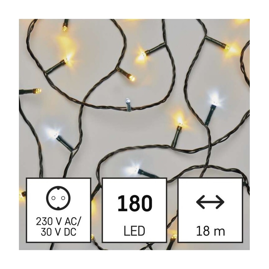 LED Vanjski Božićni lanac 180xLED/2 funkcije 23m IP44 topla/hladna bijela