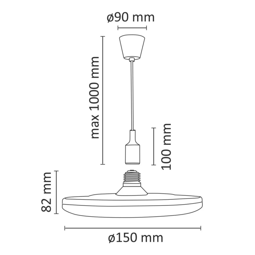 LED Viseća lampa KIKI 1xE27/10W/230V crno