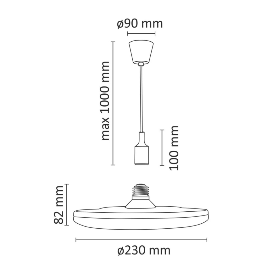 LED Viseća lampa KIKI 1xE27/15W/230V crno