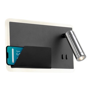 LED Zidna lampa BOARD LED/7,8W/230V + LED/3W crno/sjajni krom